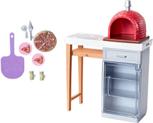 Load image into Gallery viewer, Barbie Outdoor Furniture Set with Brick Pizza Oven, Plus Food and Serving Pieces