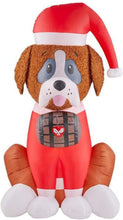 Load image into Gallery viewer, Gemmy 6Ft. Tall Christmas Inflatable Airblown St. Bernard Rescue Dog with Santa Hat Indoor/Outdoor Holiday Decoration