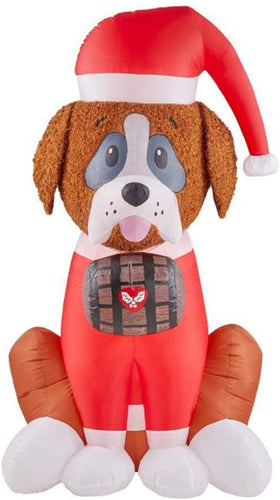 Gemmy 6Ft. Tall Christmas Inflatable Airblown St. Bernard Rescue Dog with Santa Hat Indoor/Outdoor Holiday Decoration