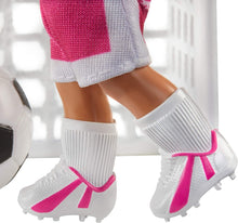Load image into Gallery viewer, Barbie Soccer Coach Playset with Brunette Soccer Coach Doll, Student Doll and Accessories: Soccer Ball, Clipboard, Goal Net, Cones, Bench and More for Ages 3 and Up, Multi