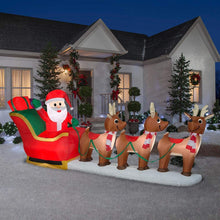 Load image into Gallery viewer, Home Accents Holiday 12 ft Pre-Lit LED Giant-Sized Inflatable Santa and Sleigh Scene