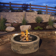 Load image into Gallery viewer, Sun Joe SJFP35-STN Cast Stone Base, Wood Burning Fire Pit w/Dome Screen and Poker