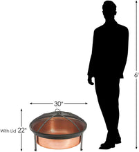 Load image into Gallery viewer, CobraCo SH101 Hand Hammered 100% Copper Fire Pit with Screen and Cover