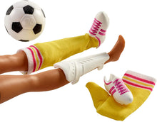 Load image into Gallery viewer, Barbie Athlete Doll, Brunette, Wearing Uniform and Socks with Soccer Ball