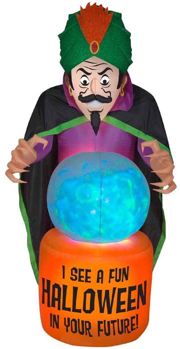 Gemmy Halloween Holiday Yard Decor 7.5 ft. Inflatable-Mixed Media-Fire and Ice-Fortune Teller