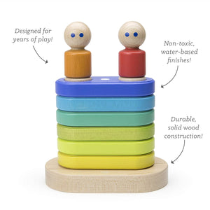 11 Piece Tegu Magnetic Floating Stacker Building Block Set, Rainbow