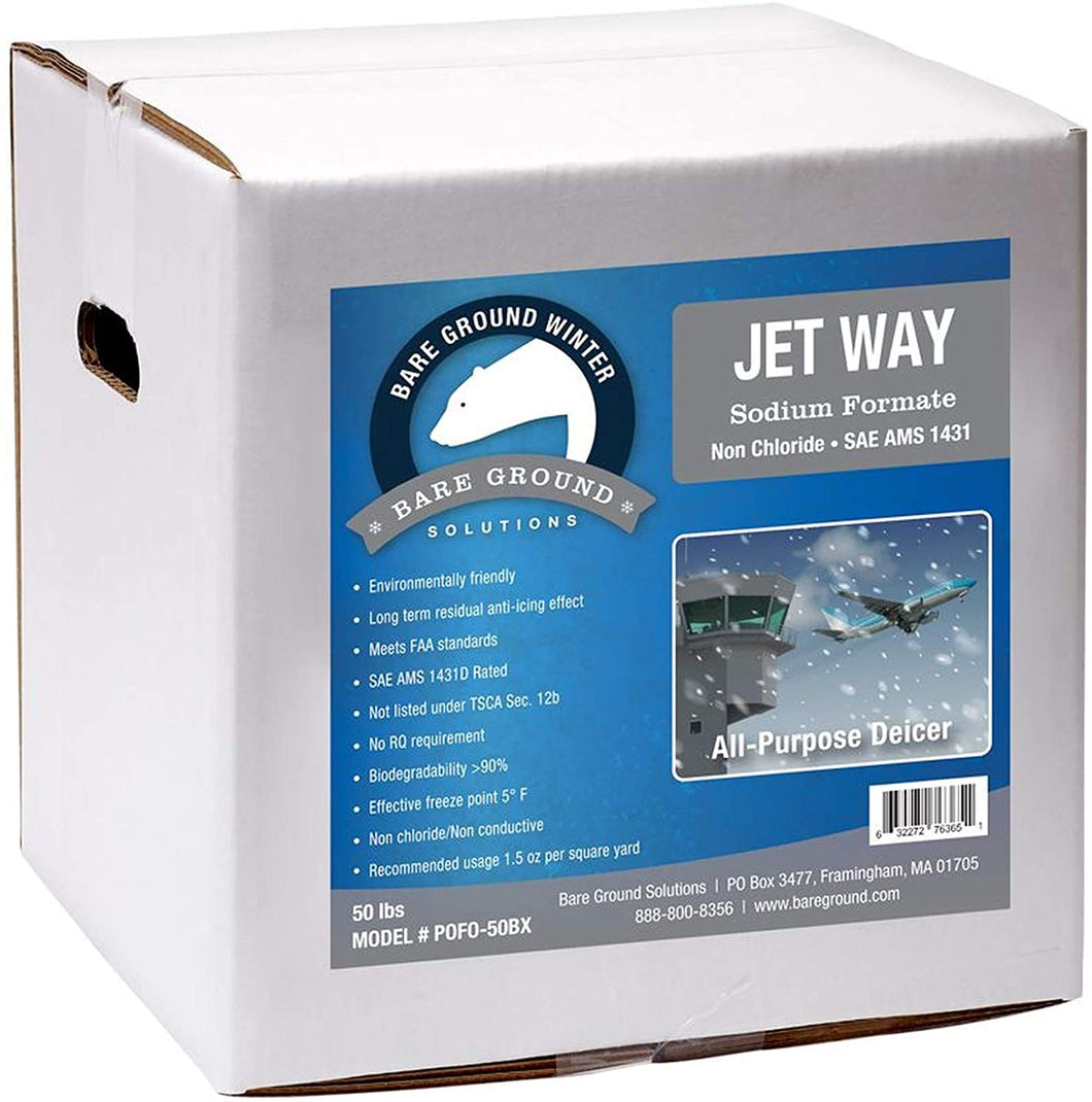 Bare Ground Jet Way Granular Deicer - Non-Chloride, Non-Conductive, Non-Toxic, Non-Polluting