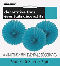 Load image into Gallery viewer, 6&quot; Mini Black Tissue Paper Fan Decorations, 3ct