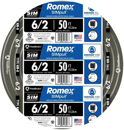 50 ft. 6/2 NM-B Wire - Black