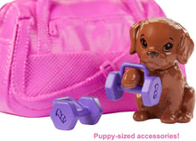 Load image into Gallery viewer, Barbie Fitness Doll, Red-Haired, with Puppy and 9 Accessories, Including Yoga Mat with Strap, Hula Hoop and Weights, Gift for Kids 3 to 7 Years Old