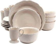 Load image into Gallery viewer, The Pioneer Woman Cowgirl Lace 12-Piece Dinnerware Set (Linen)