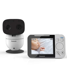 Load image into Gallery viewer, Panasonic Video Baby Monitor with Remote Pan/Tilt/Zoom, Wide-Angle Lens, Extra Long Audio/Video Range, 2 Way Talk and Lullaby or White Noises - KX-HN3001W (White)