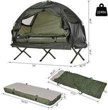 Load image into Gallery viewer, Outsunny All-in One Portable Camping Cot Tent with Air Mattress, Sleeping Bag, and Pillow