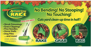 Amazing Rake 3-IN-1 Yellow Ergonomic Lightweight 17-Inch Lawn Leaf Grabber Claw Yard Garden Pickup Tool - For Leaves Grass Pine Needles Debris