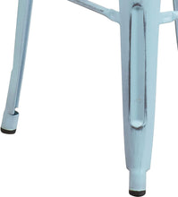 Load image into Gallery viewer, Flash Furniture Stackable Industrial Metal Backless Bar Stool in Distressed GreenBlue