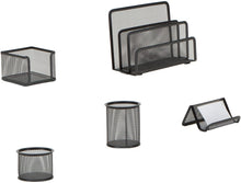 Load image into Gallery viewer, Mind Reader 4 Piece Desk Organizer Set, Pencil Holder, Letter Tray, Supply Organizer with Trash Can