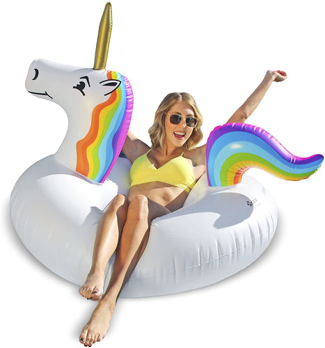 GoFloats Unicorn Pool Float Party Tube Inflatable - Adults & Kids Sizes