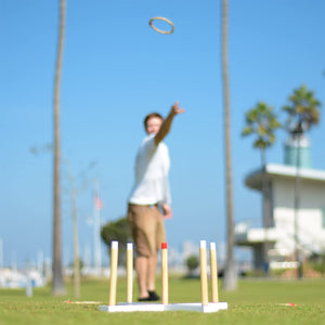 GoSports Premium Wooden Ring Toss Game with Carrying Case, Outdoor Fun for Kids and Adults