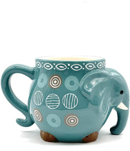 Load image into Gallery viewer, Elephant Coffee Mug Colorful Large Hand Painted &amp; Glazed Stoneware Coffee Tea Cup Mug 17.5oz