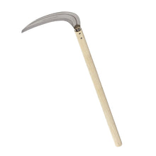 Load image into Gallery viewer, Nisaku NJP3210 7.5" Extra-Length Grass and Weeding Sickle, Authentic Japanese Tomita (Est. 1960) Stainless Steel, Polished 23.5" Hardwood Handle
