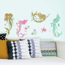 Load image into Gallery viewer, RoomMates Mermaid Peel and Stick Wall Decals with Glitter - RMK3562SCS, Multicolor