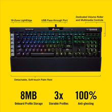 Load image into Gallery viewer, CORSAIR K95 RGB PLATINUM Mechanical Gaming Keyboard -  6x Programmable Macro Keys - USB Passthrough &amp; Media Controls - Tactile &amp; Quiet - Cherry MX Brown – RGB LED Backlit