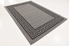 Load image into Gallery viewer, Casual Greek Key Transitional Indoor and Outdoor Flatweave Area Rug