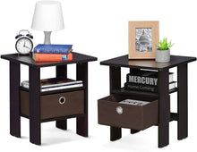Load image into Gallery viewer, Furinno Andrey 2-Pack Bin Drawer End Table Nightstand