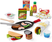 Load image into Gallery viewer, Melissa &amp; Doug Fill &amp; Fold Taco &amp; Tortilla Set (Play Food, Sliceable Wooden Mexican Play Food, Skillet &amp; More, 43 Pieces, Great Gift for Girls and Boys - Best for 3, 4, 5 Year Olds and Up)