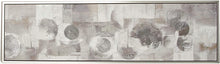 Load image into Gallery viewer, CosmoLiving by Cosmopolitan 60073 Large Rectangular Gray, Black &amp; White Abstract Circles Contemporary Painting in Silver Frame | 70” x 20”