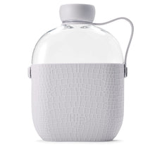 Load image into Gallery viewer, Hip 22-oz Flat Water Bottle Flask with Textured Silicone Sleeve and Carrying Handle - Tritan BPA-Free Plastic (Cloud)