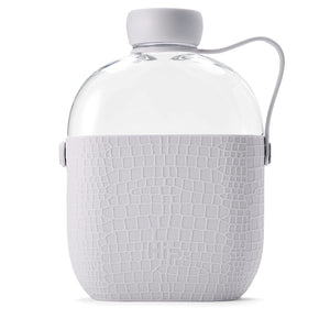 Hip 22-oz Flat Water Bottle Flask with Textured Silicone Sleeve and Carrying Handle - Tritan BPA-Free Plastic (Cloud)