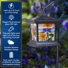Load image into Gallery viewer, Moonrays 92276 Solar Powered Hanging Floral Stained Glass LED Light