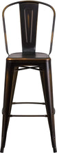 Load image into Gallery viewer, Flash Furniture Curved Metal Vertical Slat Bar Stool in Distressed Copper