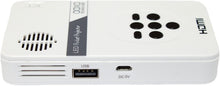 Load image into Gallery viewer, AAXA Technologies KP-101-01 AAXA LED Pico Micro Video Projector - Pocket Size Portable Mobile Mini Projector with mini-HDMI, built-in Media Player &amp; Speakers, 3.5mm Aux Out, Micro SD/USB readers and 80 Min Lithium-Ion Battery