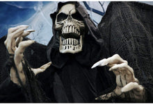 Load image into Gallery viewer, Haunted Hill Farm HHWINGSKEL-2FLSA Life-Size Animatronic Reaper, Indoor/Outdoor Halloween Decoration, Multi