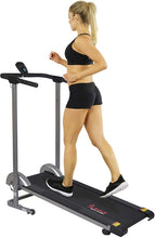 Load image into Gallery viewer, Sunny Health &amp; Fitness SF-T1407M Manual Walking Treadmill with LCD Display, Compact Folding, Portability Wheels and 220 LB Max Weight
