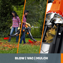 Load image into Gallery viewer, Worx WG509 TRIVAC 12 Amp 3-in-1 Electric Blower/Mulcher/Vacuum with Multi-Stage All Metal Mulching System