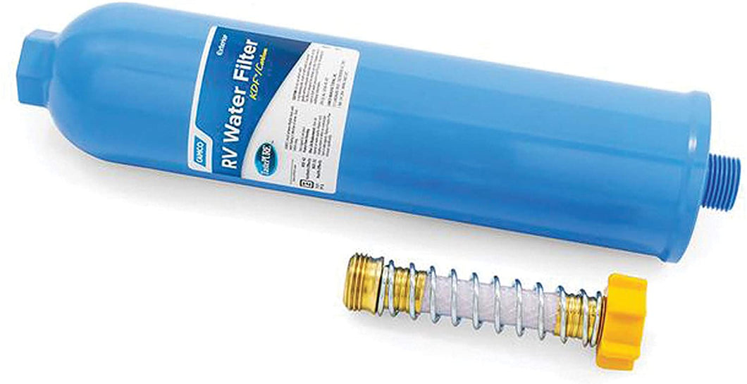 Camco TastePURE RV Water Filter with Flexible Hose Protector - Greatly Reduces Bad Taste, Odors, Chlorine and Sediment in Drinking Water