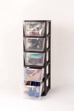 Load image into Gallery viewer, Muscle Rack PDT5 5 Drawer Tower, Black Frame with Clear Drawers