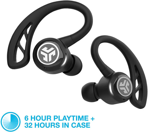 JLab Audio Epic Air Elite True Wireless Sport Earbuds | Headphones for Working Out, Sweatproof | 6-Hour Battery Life, 32-Hour Charging Case | Music Controls | Bluetooth Headphones | Black