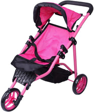 Load image into Gallery viewer, Precious Toys Jogger Hot Pink Doll Stroller, Black Foam Handles and Hot Pink Frame - 0129A