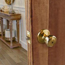 Load image into Gallery viewer, Design House 728295 Terrace 6-Way Universal Entry Door Knob, Polished Brass, 1