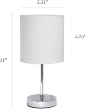 Load image into Gallery viewer, Simple Designs Chrome Mini Basic Table Lamp with Fabric Shade