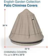 Load image into Gallery viewer, Budge P9A01PM1 English Garden Chiminea Cover Heavy Duty and Waterproof, 22&quot; Diameter x 38&quot; Drop, Tan Tweed