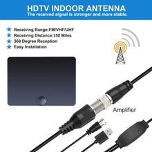 Load image into Gallery viewer, HTV 4K HDTV TV Antenna 150 Miles Range Indoor Digital TV Antennas with Signal Amplifier Booster Support 4K 1080P 16Ft Coaxial Cable UHF VHF, TV Antennas for Digital TV Indoor, Best One 2019 White
