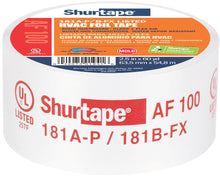 Load image into Gallery viewer, Shurtape AF 100 UL 181A-P/B-FX Listed/Printed Aluminum Foil HVAC Tape with EasyPeel Paper Liner, HVAC Joint Sealing Tape, 2.5" x 60 Yards, Silver, 1 Roll (155206)