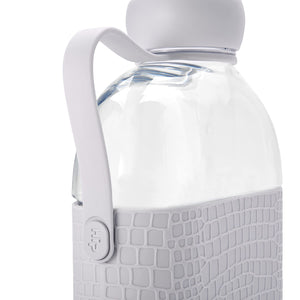 Hip 22-oz Flat Water Bottle Flask with Textured Silicone Sleeve and Carrying Handle - Tritan BPA-Free Plastic (Cloud)