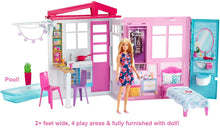 Load image into Gallery viewer, Barbie Doll and Dollhouse, Portable 1-Story Playset with Pool and Accessories, for 3 to 7 Year Olds