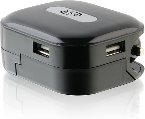 iLive Dual USB Wall and Car Charger for iPhone/iPod/iPad/Tablet/Mobile Devices